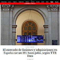 El mercado de fusiones y adquisiciones en Espaa cae un 19% hasta julio, segn TTR Data